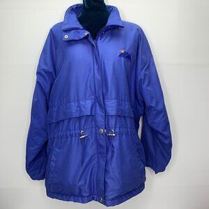 Northern Sun Vintage Winter Coat Medium Embroidered Mountains & Sun Blue